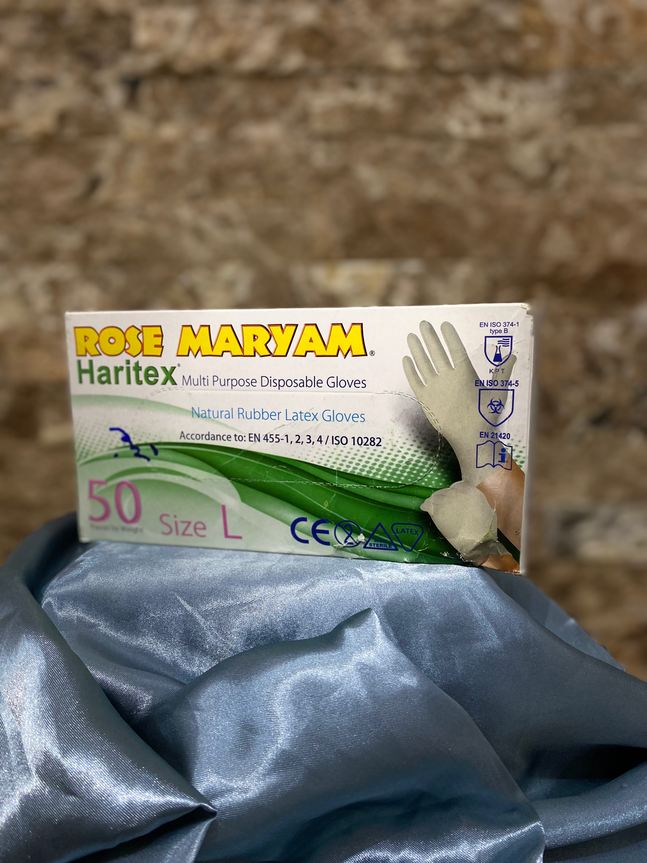 دستکش لاتکس L رز مریم ۵۰ عددی